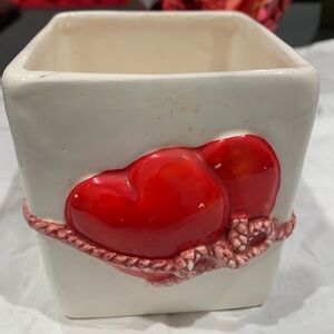 Romantic Red Heart Ceramic Planter